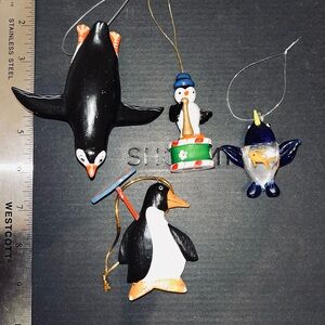 🐧 Bundle of 4 Penguin Christmas Ornaments